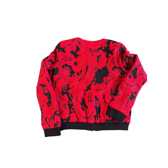 Parker Red & Black Floral Embroidered Zip-Up Jacket Womens Size M MSRP $352 - Picture 8 of 9
